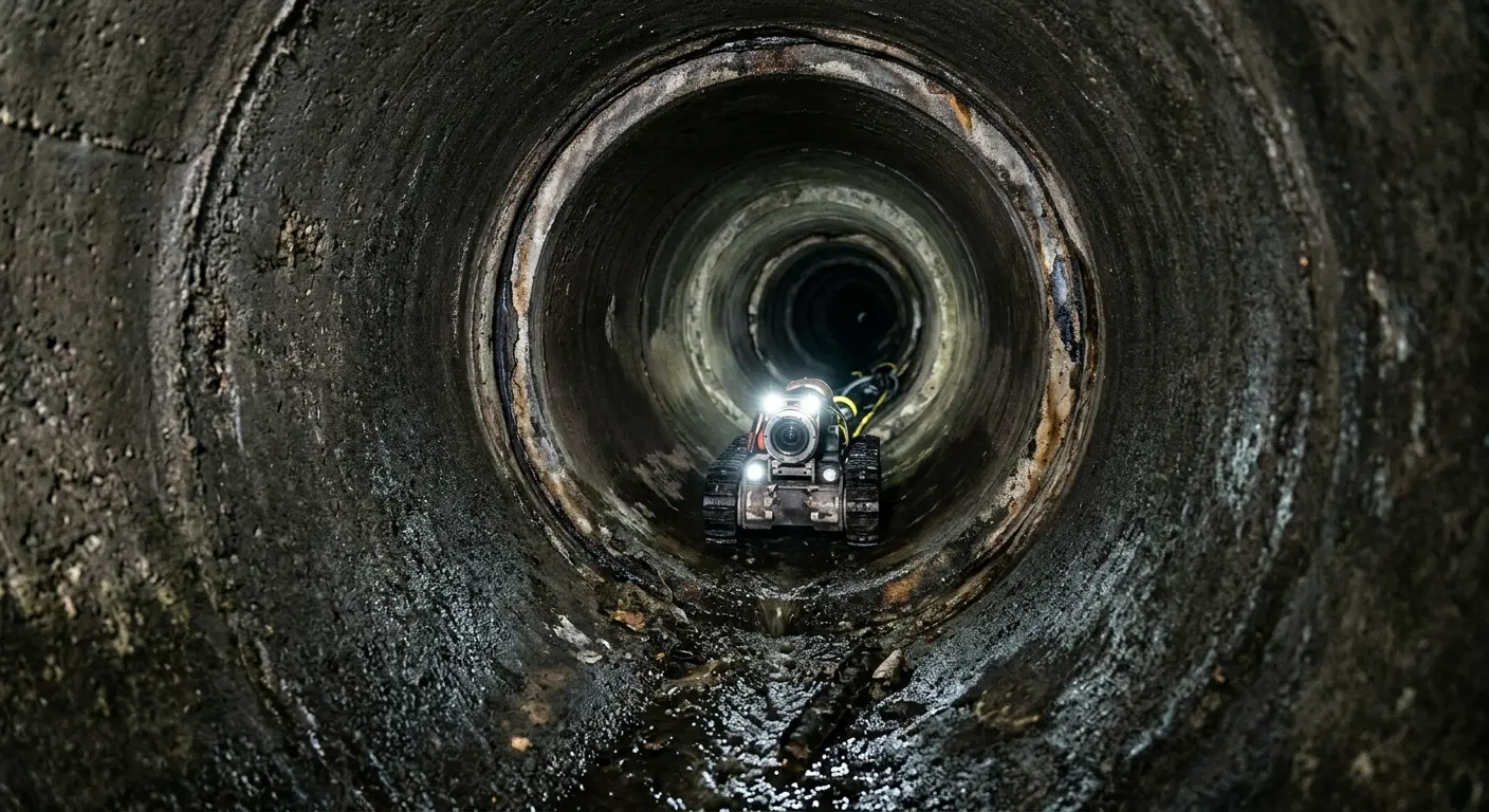 Robotic sewer camera inspecting pipe interior for Drain Snake Service in Fort Lupton